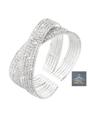 Multilayer Rhinestone Cuff Bracelet Bridal Jewelry Prom Party